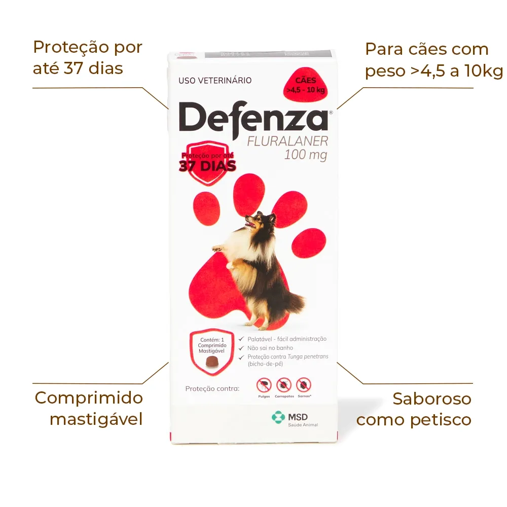 Defenza Antipulgas e Carrapatos para Cães > 4,5 a 10kg